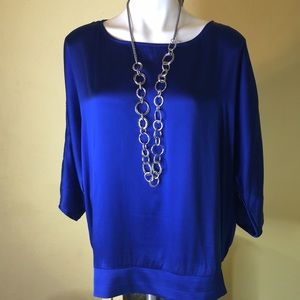 White House/Black Market Royal Blue Silk Top C-30
